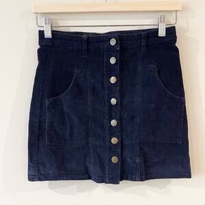 Altar’d State Mini Corduroy Skirt Front Front Button Closure Women’s size S Navy